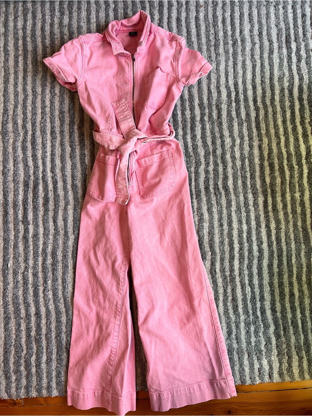 Girls Pink Utility Jumpsuit with Belt